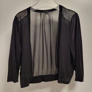 Ann Taylor Black See Thru Rayon Shrug Short Cardigan Size M